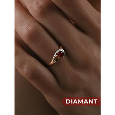 Кольцо Diamant, красное золото, 585 проба, фианит, гранат, размер 18.5, красный