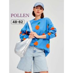 Джемпер POLLEN Хлопок, размер 52-54, , синий