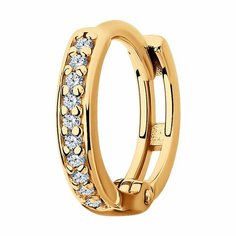 Серьги SOKOLOV, серебро, 925 проба, золочение, фианит, размер 12 мм