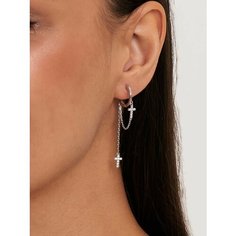 Серьги SKAZKA Natali Romanovoi, серебро, 925 проба, родирование, фианит, , белый, серебристый, бесцветный