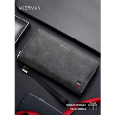 Портмоне AKERMAN, фактура гладкая, серый