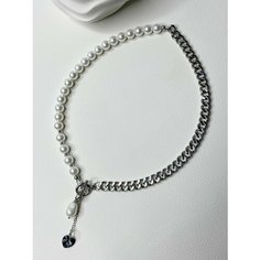 Колье, кристалл, искусственный камень, металл, длина 40 см, серебро Нет бренда