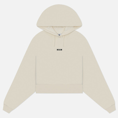 Женская толстовка MSGM Micrologo Print Hoodie, цвет бежевый, размер XS