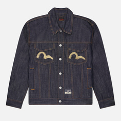 Мужская джинсовая куртка Evisu Heritage Hakutaku Embroidery Denim, цвет синий, размер M