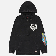 Мужская куртка анорак Evisu Heritage Graffiti Logo Half-Zip Hooded, цвет серый, размер M