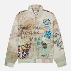 Мужская куртка ветровка Evisu Heritage Graffiti Allover Print Zip Up, цвет бежевый, размер M