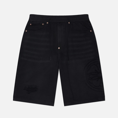 Мужские шорты Evisu Heritage Kamon Applique Denim, цвет чёрный, размер 30
