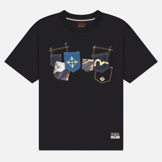 Мужская футболка Evisu Heritage Multi-Pocket Brocade Patch, цвет чёрный, размер M