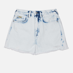 Женские шорты Evisu Seagull & Kamon Embroidery Bleach Washed Denim, цвет голубой, размер 25