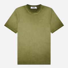 Мужская футболка MSGM Signature Tonal Embroidery, цвет оливковый, размер S