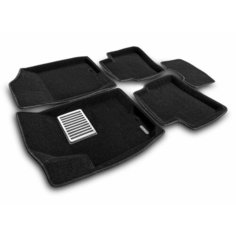Коврики текстильные 3D Euromat для Hyundai I30 (2007-2012) / Kia Ceed (2006-2012) (3Д Евромат Хендай i30, Киа Сид), с металлическим подпятником, черные