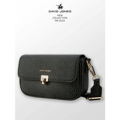 Сумка кросс-боди DAVID JONES, фактура гладкая, чёрный