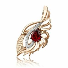 Брошь PLATINA, красное золото, 585 проба, гравировка, гранат, топаз, , красный