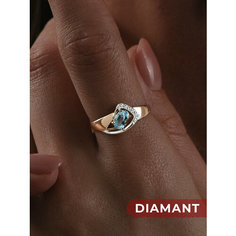 Кольцо Diamant, красное золото, 585 проба, топаз, фианит, размер 19