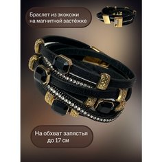 Браслет Florento, стекло, металл, кристалл, 1 шт., размер 18 см, черный/золотой