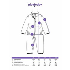 Комбинезон playToday Осень-зима 2023, размер 98, голубой