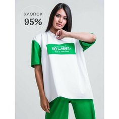 Футболка NO LABEL, размер 40-50, белый-зеленый