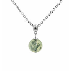 Колье SILVARIE, пренит, длина 50 см, серебряный, зеленый