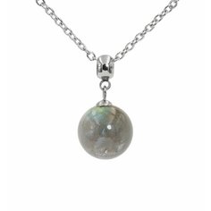 Колье SILVARIE, лабрадор, длина 50 см, серый, голубой, серебряный