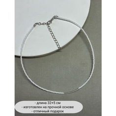 Колье SIDORINA SOFIA ACCESSORIES, перламутр, бисер, длина 32 см, белый в серебре