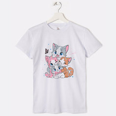 Футболка Happyfox для девочек, размер 122, белый