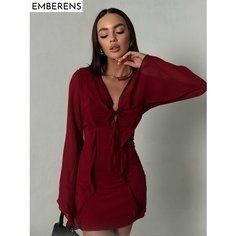 Платье EMBERENS Весна-лето 2025, размер XL, бордовый
