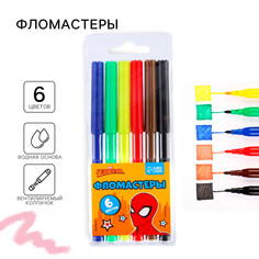 Фломастеры, 6 цветов, человек-паук No Brand