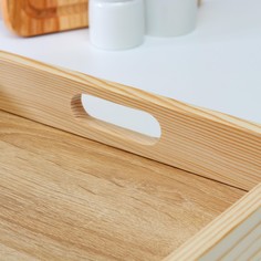 Поднос деревянный для завтрака 50×30 см, ручки вырезы Дарим красиво