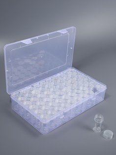 Органайзер для хранения мелочей, 60 баночек, в контейнере, 28×17×5.5 см, прозрачный Арт Узор