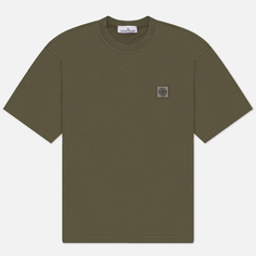 Мужская футболка Stone Island Monocolour Compass Patch, цвет оливковый, размер S