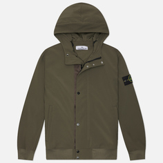 Мужская куртка ветровка Stone Island Light Soft Shell-R E.Dye Hooded, цвет оливковый, размер M