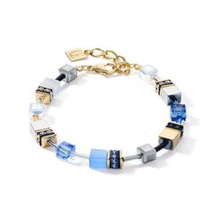 Браслет Coeur de Lion, горный хрусталь, гематит, кристаллы Swarovski, кристалл, размер 21 см, размер one size, синий