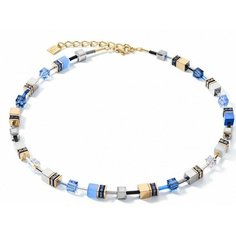 Колье Coeur de Lion, горный хрусталь, тигровый глаз, Swarovski Zirconia, гематит, кристаллы Swarovski, длина 42 см, голубой