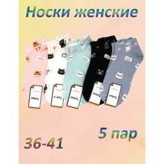 Носки , комплект, 5 пар, размер 36-41, разноцветные Нет бренда