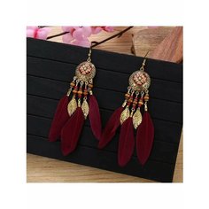 Серьги, дерево, бордовый, красный, золотой be Self True Jewel