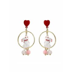 Серьги непарные, акрил, розовый, красный, белый, золотой be Self True Jewel