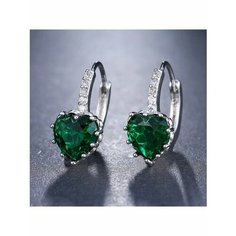 Серьги, фианит, зеленый, серебряный be Self True Jewel