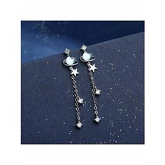 Серьги непарные, эмаль, голубой, серебряный be Self True Jewel