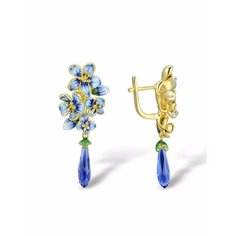 Серьги, фианит, синий, зеленый, желтый, голубой be Self True Jewel