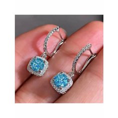 Серьги, фианит, белый, серый, голубой be Self True Jewel