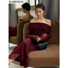Платье EMBERENS Весна-лето 2025, размер S, бордовый