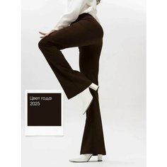 Брюки клеш офисные классические LuxeChic, размер 42, коричневый
