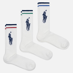 Комплект носков Polo Ralph Lauren Big Polo Pony Tech Crew 3-Pack, цвет белый, размер 40-46 EU