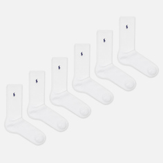 Комплект носков Polo Ralph Lauren Player Embroidered 6-Pack, цвет белый, размер 40-46 EU