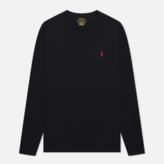 Мужской лонгслив Polo Ralph Lauren Custom Fit Embroidered Pony, цвет чёрный, размер S