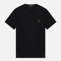 Мужская футболка Polo Ralph Lauren Custom Slim Fit Interlock, цвет чёрный, размер XS