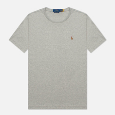 Мужская футболка Polo Ralph Lauren Custom Slim Fit Interlock, цвет серый, размер S