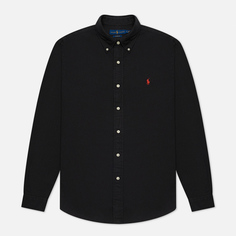 Мужская рубашка Polo Ralph Lauren Garment Dyed Oxford, цвет чёрный, размер S