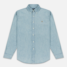 Мужская рубашка Polo Ralph Lauren Custom Fit Polo Pony Color, цвет голубой, размер S