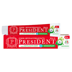 Зубная паста детская President Земляника 6+ лет, 50 RDA, 70 г